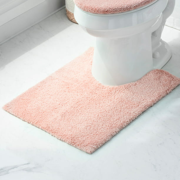 Pink Cherry Blossom White Spring Feminine 3 Piece Bathroom Rug Set Bath Mats U Shaped Contour Mat Toilet Lid Cover Non-Slip with Rubber Backing Perfect Carpet Mats for Tub 20 x 32 Inches 